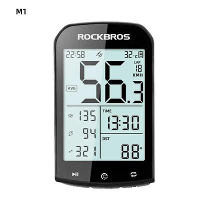 RockBros cycling computer with digital display on a white background