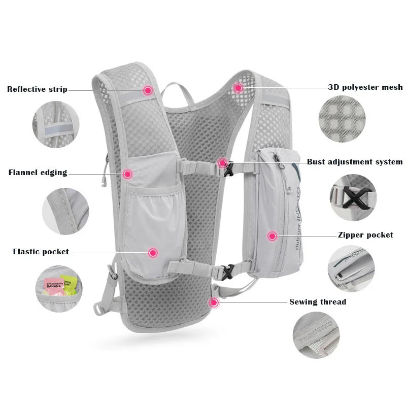 INOXTO 5L Breathable Hydration Vest - Lightweight Running & Cycling Backpack for E-Bike, Trail & Marathon