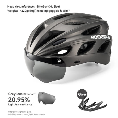 Black helmet with gray lens and 'Rockbros' branding on a white background